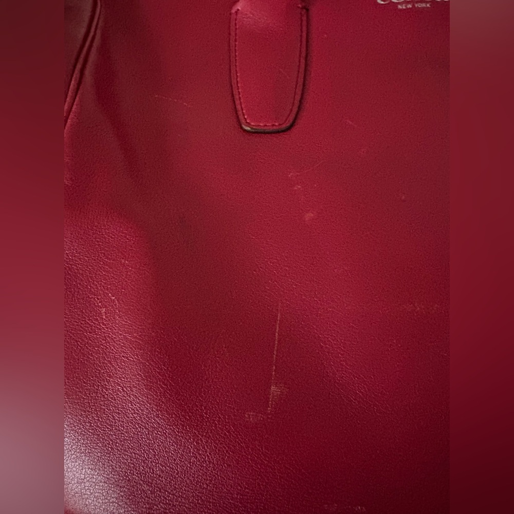 Coach red leather tote bag - Picture 3 of 9